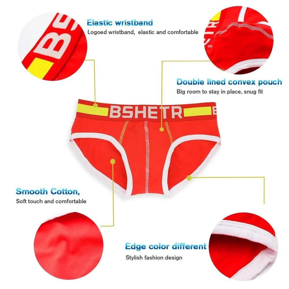 BSHETR Men's Underwear Briefs 5-Pack Cotton Low Rise Multi Color Soft 5PK-L